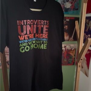 Black Graphic T-Shirt with Colorful Text